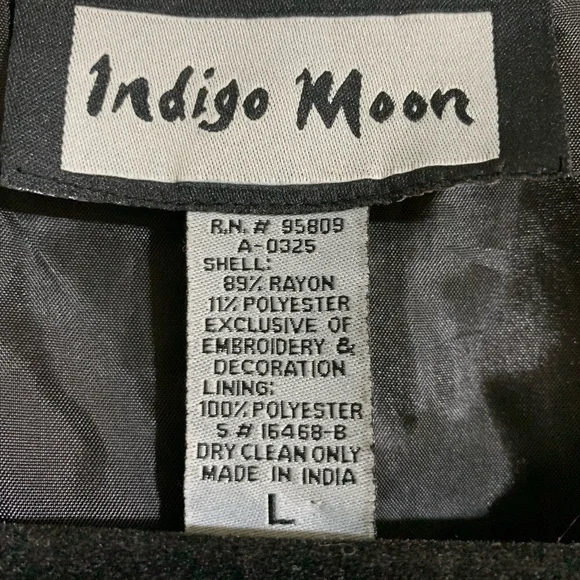 Vintage Patchwork Indigo Moon Artsy Art to Wear Blazer Jacket Size Large - Picture 10 of 11